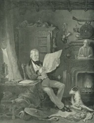 Sir Walter Scott en Abbotsford (grabado)